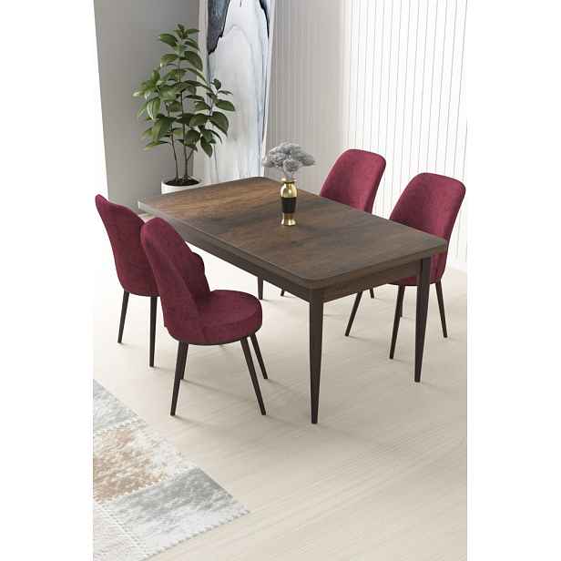 Dining Table & Chairs Set (5 Pieces) Nil - Baroque, Burgundy
