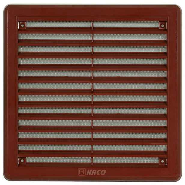 Mřížka větrací se sítí a krytkou HACO VM K 200×200 mm hnědá