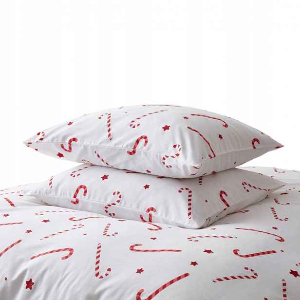 Povlečení z bavlněného saténu Candycanes 140x200 s cukrovými tyčinkami