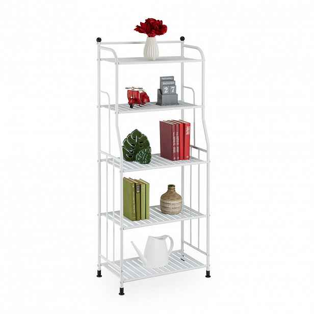 Relaxdays REGÁL Bílý kov 5 polic 133 cm