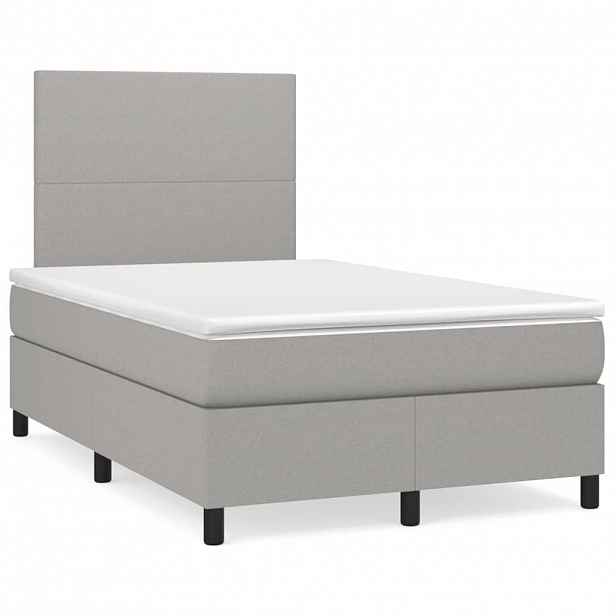 vidaXL Box spring postel s matrací světle šedá 120 x 200 cm textil