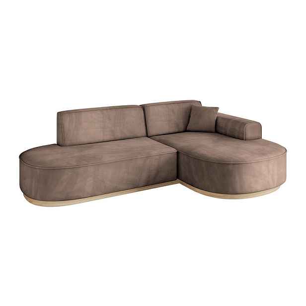 ALTDECOR ROHOVÁ SEDAČKA s otomanem, pravá MARI-L1-v1 243x171x83 Hnědá Velur