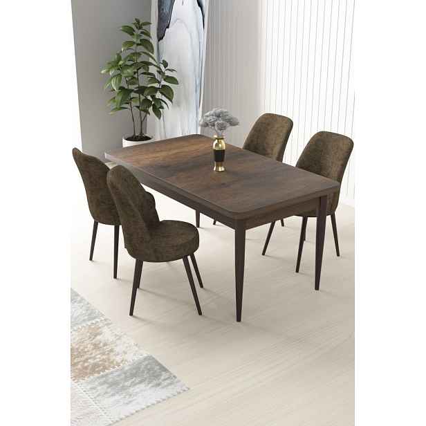 Dining Table & Chairs Set (5 Pieces) Nil - Baroque, Brown