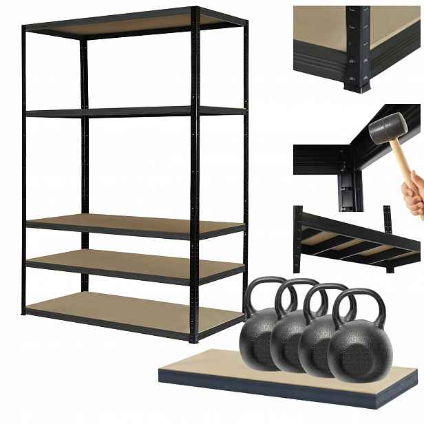 Kovový regál Black Premium stojan Helios 180x90x35 cm 5Px400 kg Odolný