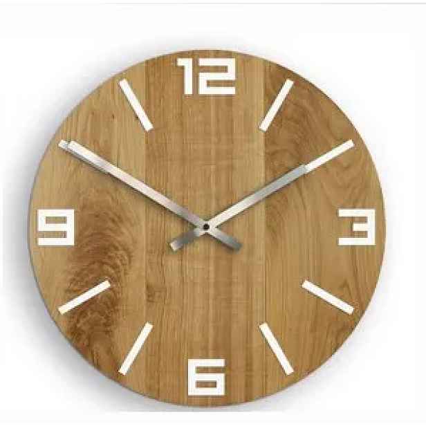 ModernClock Dřevěné nástěnné hodiny Arabic 40 cm hnědé/stříbrné