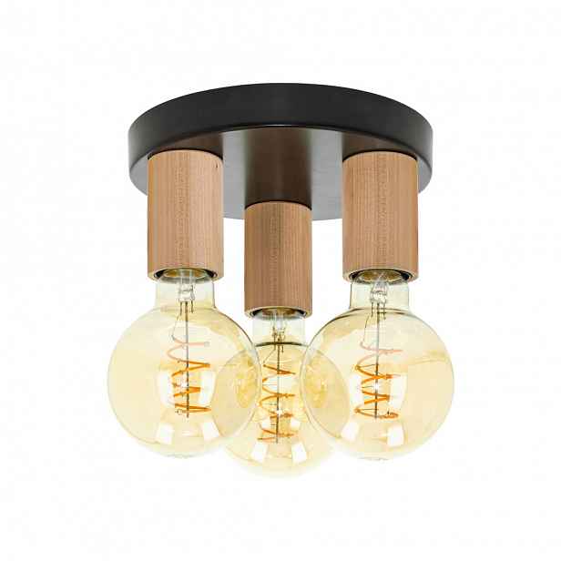 Závěsná Lampa Stropní Svítidlo Loft Dřevo Na Žárovky 3xE27 Led Ozdobná Lampa