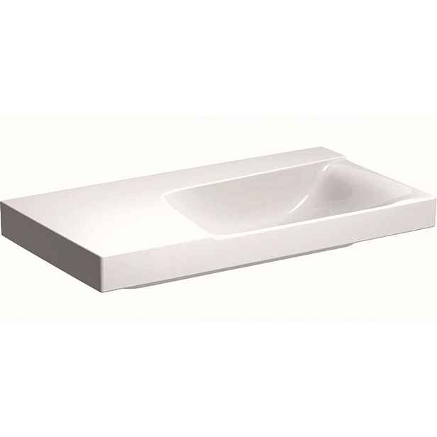 Geberit Xeno 2 - Umyvadlo 90x48 cm, bez otvoru pro baterii, bez přepadu, s odkládací plochou vlevo, s KeraTect, bílá 500.536.01.1