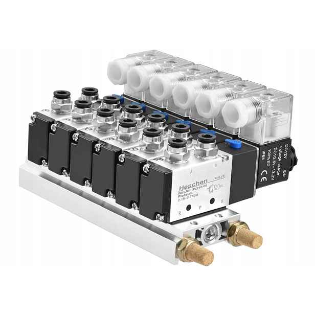 Pneumatický elektromagnetický ventil 4V210-08 24V DC 6-cestný, sada