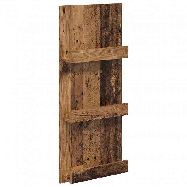 vidaXL Regál na časopisy Staré dřevo 43 x 11 x 102 cm Kompozitní dřevo