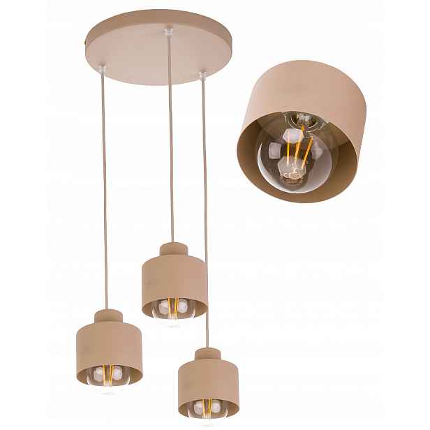 Závěsná Lampa Zwis Lustr Stropní stínidlo Hrnek E27 Kašmír béžová ecru béžová
