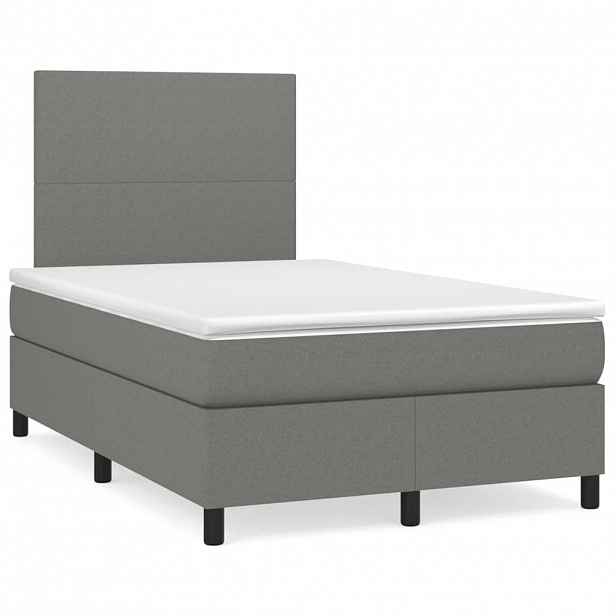 vidaXL Box spring postel s matrací tmavě šedá 120x200 cm textil