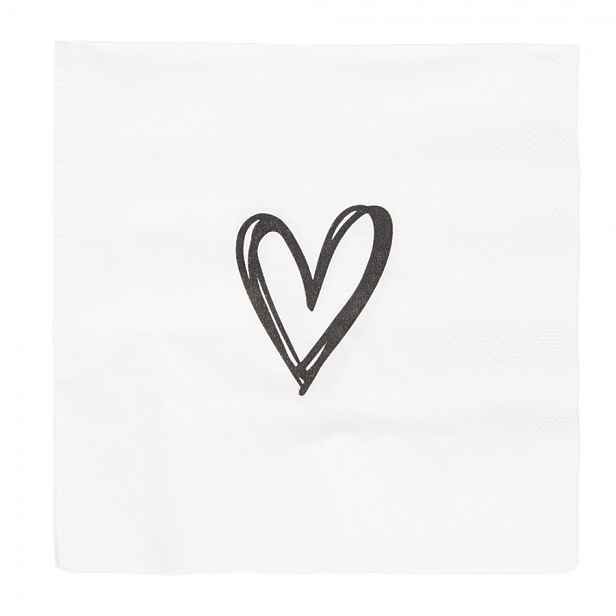 Bílé papírové ubrousky se srdíčkem Heart - 33*33 cm (20ks) Clayre & Eef