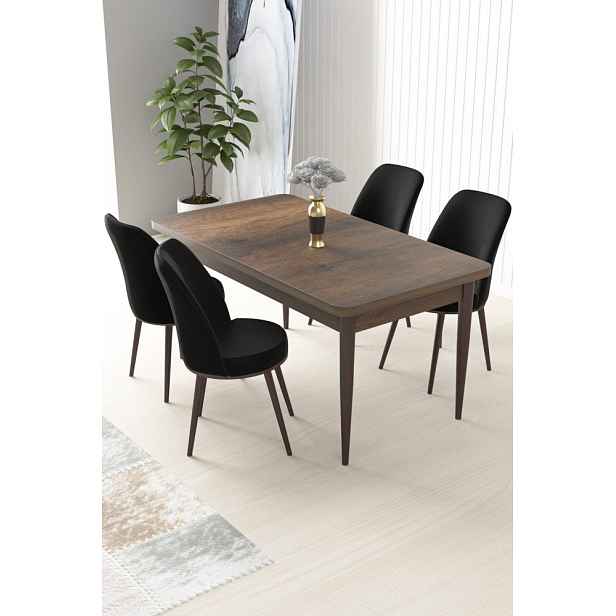 Dining Table & Chairs Set (5 Pieces) Nil - Baroque, Black