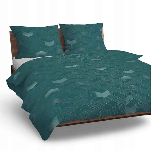 Povlečení bavlněné 160x200 tyrkysová bílá hexagonální elegance