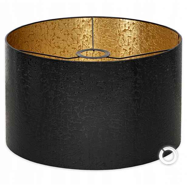 Stínidlo pro závěsnou stojací lampu válcové, 35 x 25 cm, černá, zlatá barva