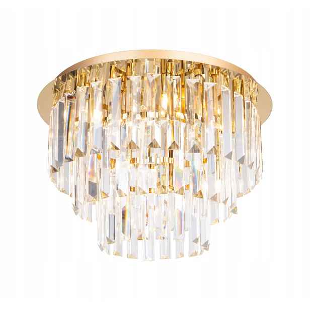 Stropní svítidlo glamour křišťálová zlatá kulatá 42 cm do obývacího pokoje Maxlight
