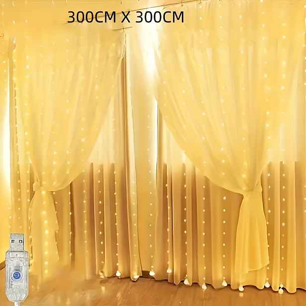 TEMU 300, 200LED Pohádková Závěsová Světla, Napájená přes USB, 8 Blikajících Režimů, USB Zástrčka Vánoční Závěsná Světla, Vhodná pro Ložnici, Dvůr,