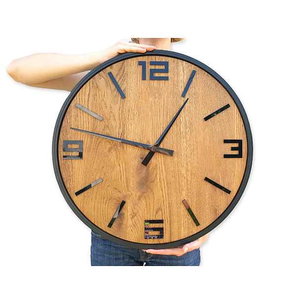 ModernClock Dřevěné nástěnné hodiny Arabik 50 cm dub přírodní/černé
