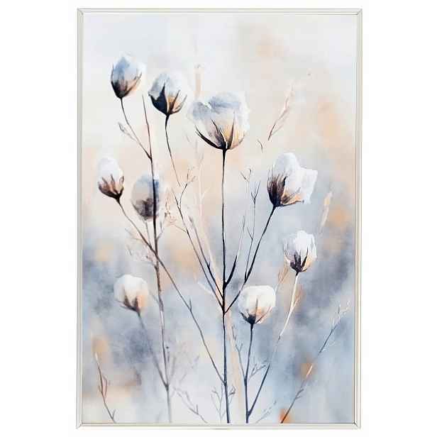Plakát Rámeček Hliníkový Akvarel Příroda Louka Květy Bavlna Boho 40x60