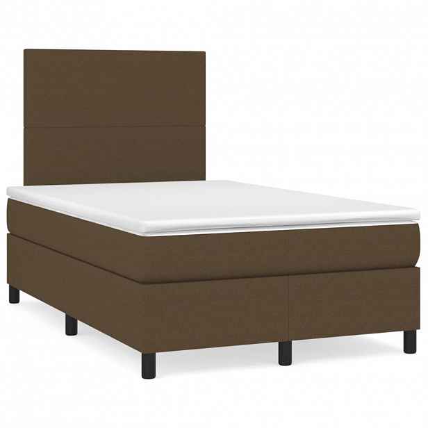 vidaXL Box spring postel s matrací tmavě hnědá 120x200 cm textil