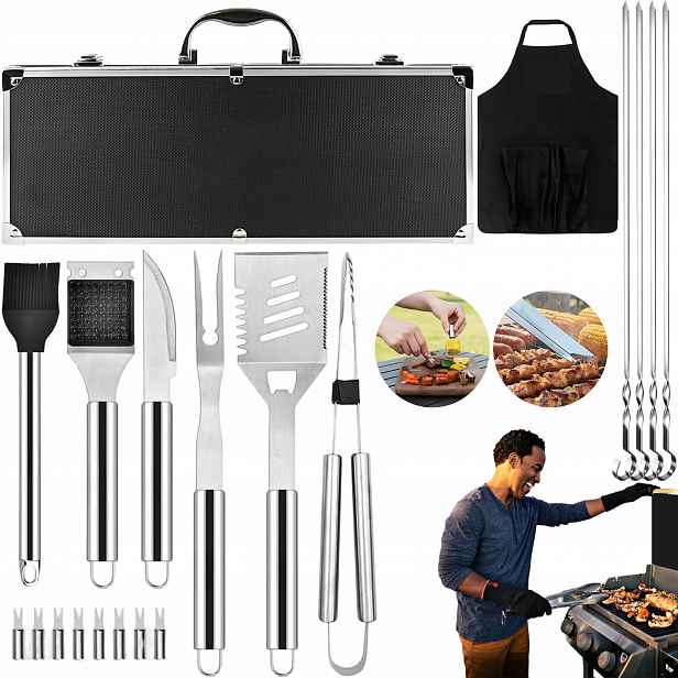 Sada Příslušenství Grilovací Náčiní Gril Kleště Nerezová Ocel Bbq 21EL
