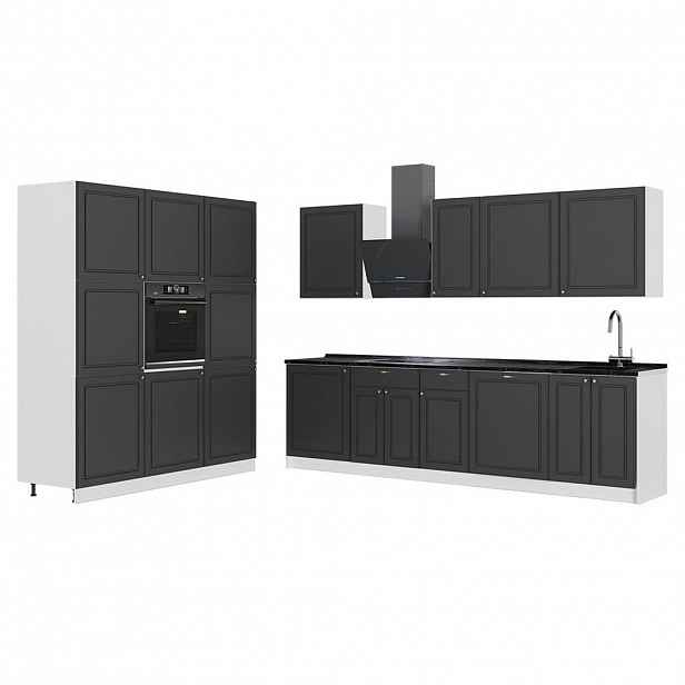 Vicco KUCHYŇSKÝ KOUT Fame-Line, Anthrazit-Gold Landhaus/Bílá, 460 cm, PD Antracit
