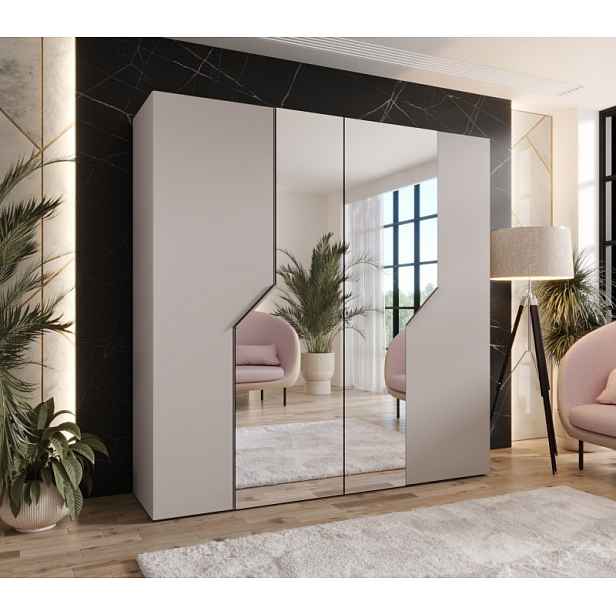 Zrcadlová šatní skříň 200 cm ELIRA 2 - kašmír / kašmírové úchyty