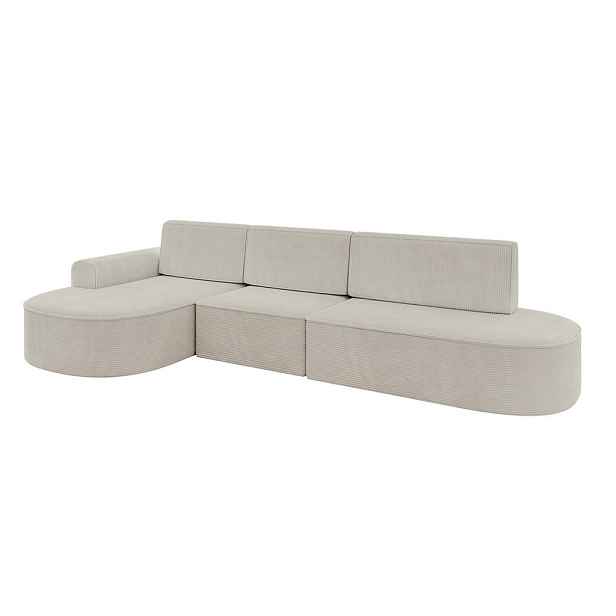 ALTDECOR ROHOVÁ SEDAČKA s funkcí spaní a otomanem, levá MARI-L2-S 368x167x85 Krémová Manšestr