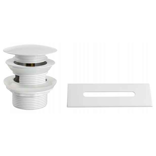 Aqualine - Set vanové výpusti a krytky přepadu, ClickClack, lesklá bílá TF9005W