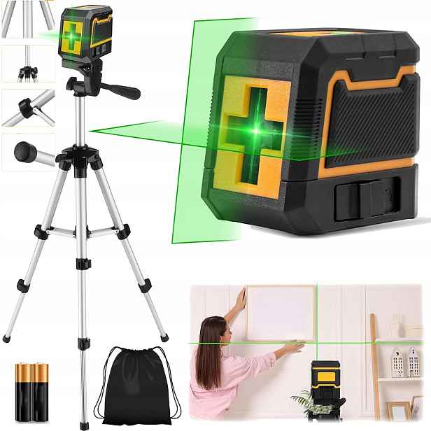 Laserová Vodováha 4D Křížová 360 Laser 24 M Sada Stativ