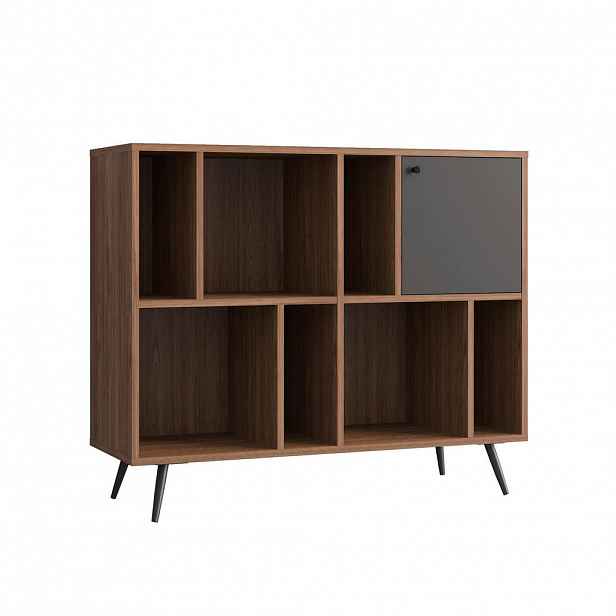 Livetastic REGÁL, šedá, barvy vlašských ořechů, 118/76/40 cm