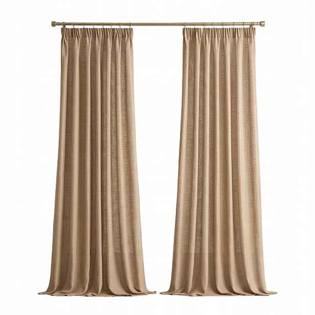 Lněné záclony poloprůhledné Elegantní 2 kusy 140 x 145 cm Hnědé