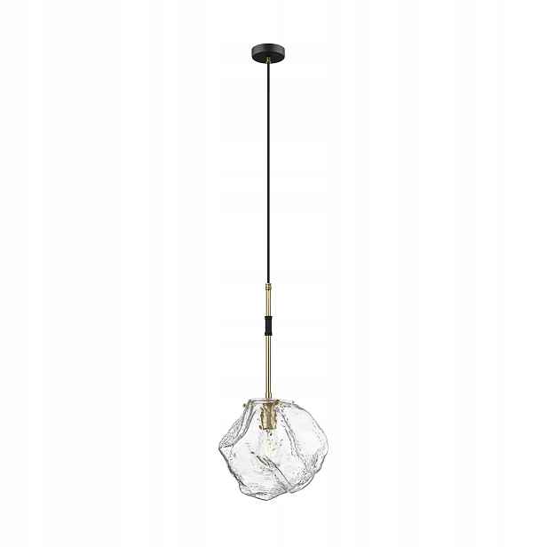 Moderní závěsná lampa glamour černá, zlatý skleněný kámen Zuma Line