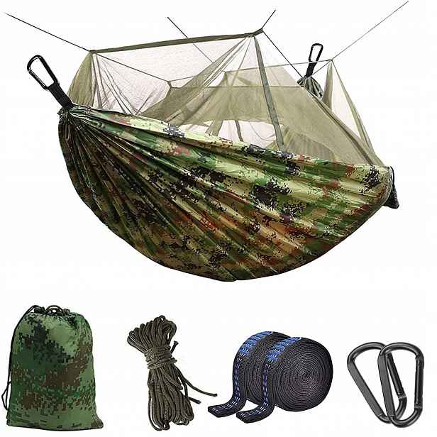 Uplayteck Kempingová houpací síť s moskytiérou Dvojitý nylon 210D Maskáč