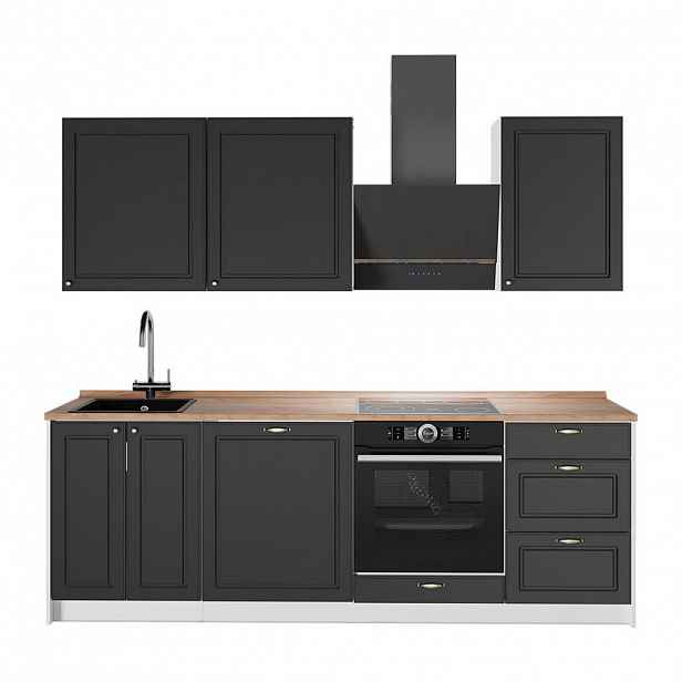Vicco KUCHYŇSKÝ KOUT Fame-Line, Anthrazit-Gold Landhaus/Bílá, 230 cm, PD Dub