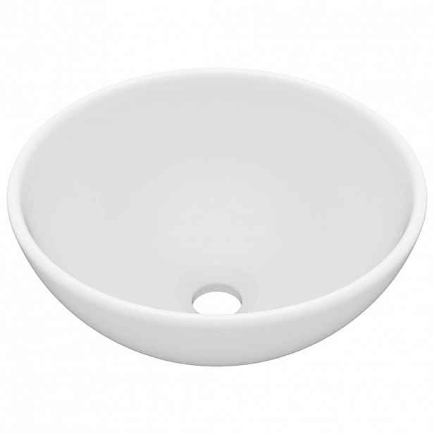 vidaXL Luxusní umyvadlo kulaté matné bílé 32,5 x 14 cm keramické
