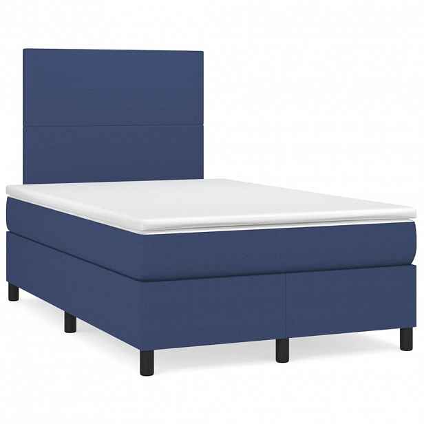 vidaXL Box spring postel s matrací modrá 120x200 cm textil