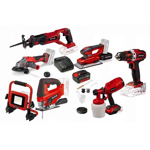 Einhell Sada Elektrického Nářadí Pxc 18V Bruska 4 Ah Šroubovák Lampa Ostatní