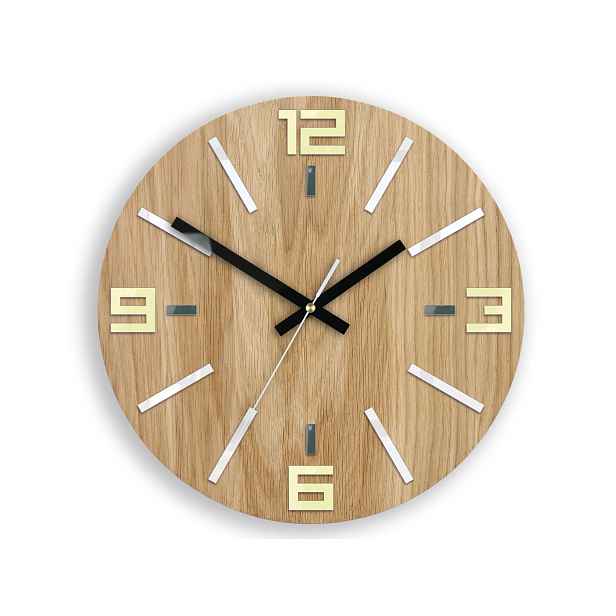 ModernClock Dřevěné nástěnné hodiny Dexi 33 cm dub přírodní