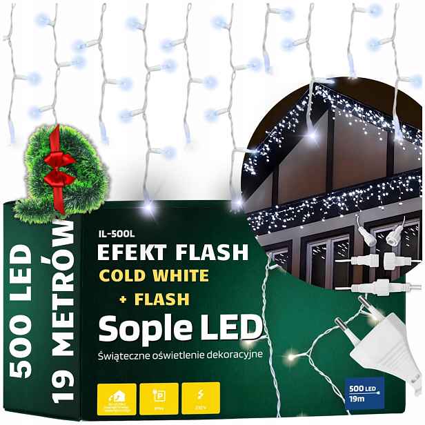 Sople 500 Led Pevné Flash Venkovní Osvětlení Blesk Jiskra Studená Bílá Dlouhá