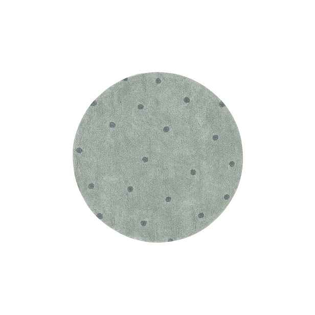 Světle zelený pratelný ručně tkaný bavlněný dětský koberec ø140 cm Round Dot Blue Sage – Lorena Canals