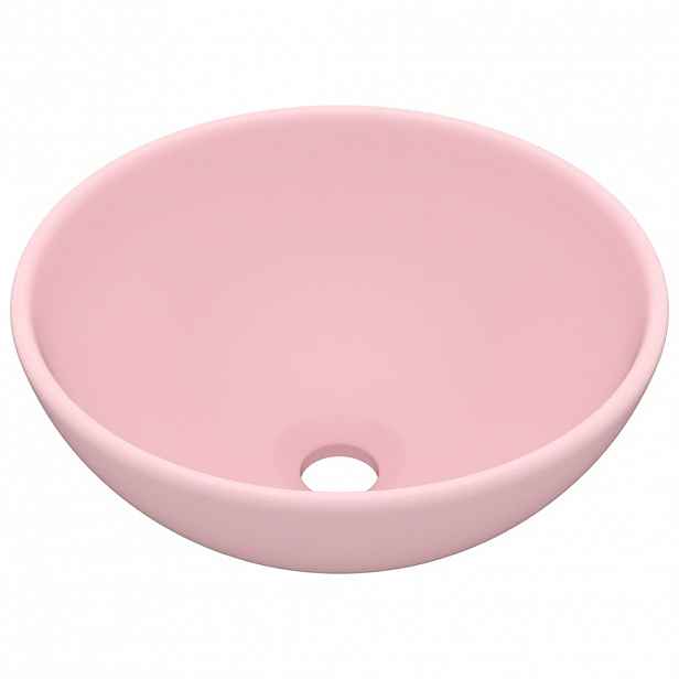 vidaXL Luxusní umyvadlo kulaté matné růžové 32,5 x 14 cm keramické