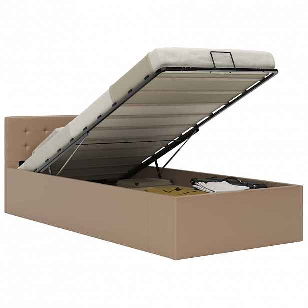vidaXL Rám postele úložný prostor cappuccino umělá kůže 100 x 200 cm