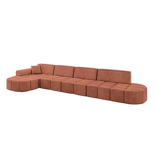 ALTDECOR ROHOVÁ SEDAČKA s otomanem, levá LIVO-L3 422x173x79,5 Meruňková Velur