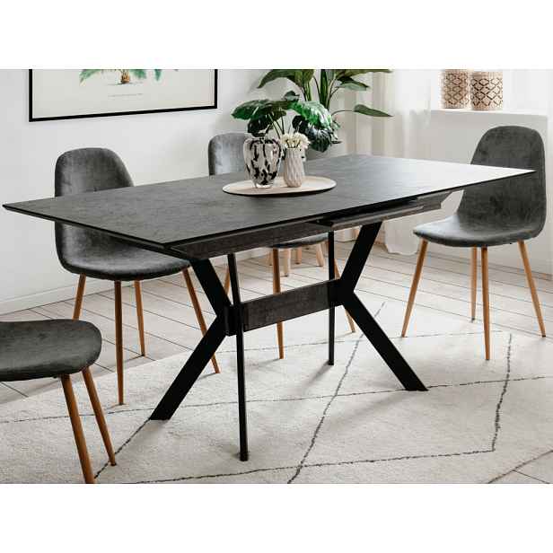 Jídelní stůl s funkcí rozkladu Hero 160x90 cm, imitace šedého kamene