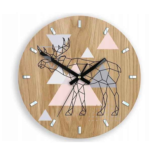 ModernClock Dřevěné nástěnné hodiny Los 33 cm dub přírodní