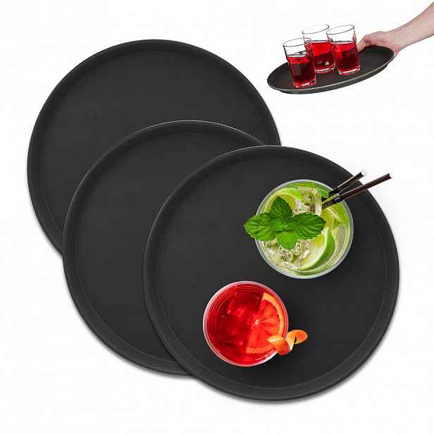 Relaxdays PODNOS Černý 3dílný-Set kulatý