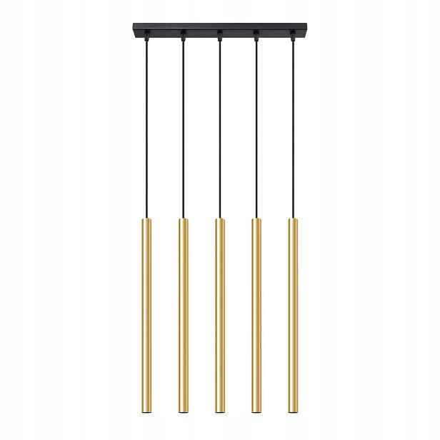 Sollux Závěsná lampa černá zlatá tuba nad stůl ostrov bar 5 bodů lišta 45 cm
