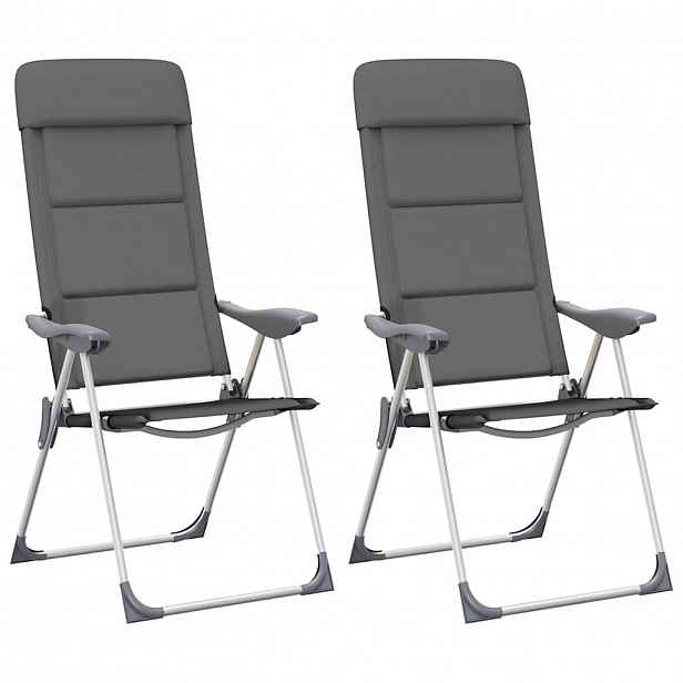 vidaXL Kempingové židle z hliníku 2 ks 58 x 69 x 111 cm šedé