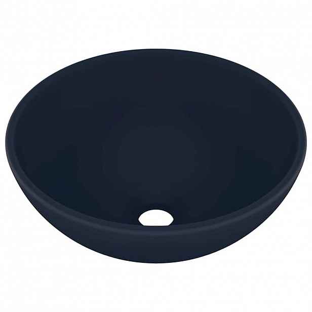vidaXL Luxusní umyvadlo kulaté matné tmavě modré 32,5x14 cm keramické